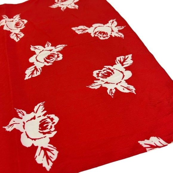 NEW UO Western Silky Mini Square Scarf Red Floral Country 19" - Picture 3 of 4